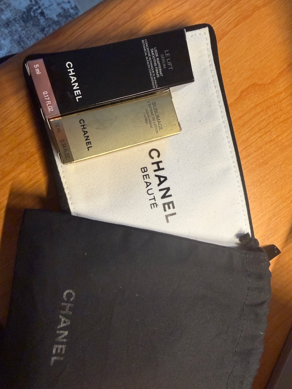 CHANEL Sample Set with White Canvas Pouch